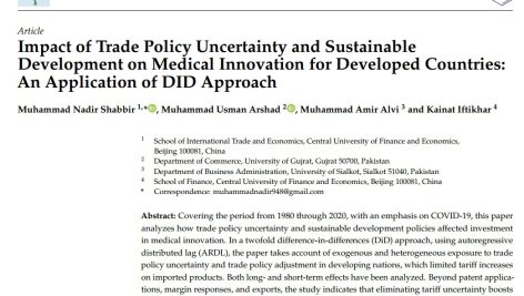 تأثیر عدم قطعیت سیاست تجارت و توسعه پایدار بر نوآوری پزشکی برای کشورهای توسعه یافته: کاربرد رویکرد DID