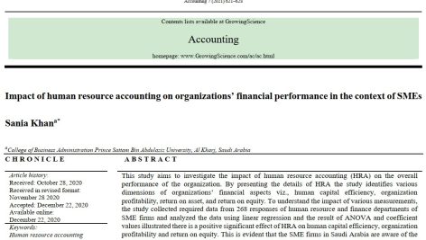 تأثیر حسابداری منابع انسانی بر عملکرد مالی سازمان‌ها در بنگاه‌های کوچک و متوسط