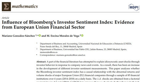 تأثیر شاخص احساسات سرمایه‌گذار بلومبرگ: شواهدی از بخش مالی اتحادیه اروپا