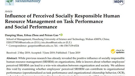 تأثیر ادراک مدیریت منابع انسانی مسئولیت پذیر اجتماعی بر عملکرد وظیفه‌ای و عملکرد اجتماعی
