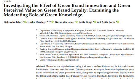 بررسی تأثیر نوآوری برند سبز و ارزش درک شده سبز بر وفاداری به برند سبز: بررسی نقش تعدیل کننده دانش سبز