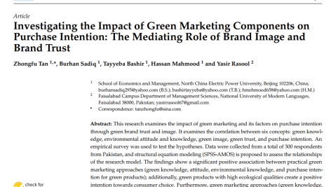 بررسی تأثیر مؤلفه‌های بازاریابی سبز بر قصد خرید: نقش میانجی تصویر برند و اعتماد به برند