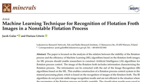 تکنیک یادگیری ماشینی برای تشخیص تصاویر کف فلوتاسیون در یک فرآیند فلوتاسیون ناپایدار