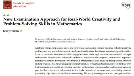 رویکرد امتحانی جدید برای خلاقیت دنیای واقعی و مهارت‌های حل مسئله در ریاضیات