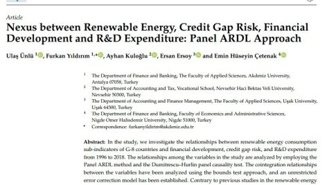 ارتباط بین انرژی‌های تجدیدپذیر، ریسک شکاف اعتباری، توسعه مالی و هزینه‌های تحقیق و توسعه: رویکرد ARDL پانلی