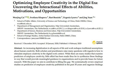 بهینه سازی خلاقیت کارکنان در عصر دیجیتال: کشف اثرات متقابل توانایی‌ها، انگیزه‌ها و فرصت‌ها