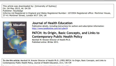 PATCH( رویکردبرنامه ریزی شده برای سلامت جامعه): منشأ، مفاهیم اساسی و ارتباط آن با خط مشی سلامت عمومی معاصر