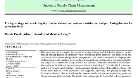 تأثیر استراتژی قیمت گذاری و کانال‌های توزیع بازاریابی بر رضایت مشتری و تصمیم خرید برای محصولات سبز