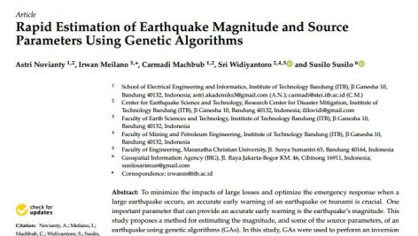 تخمین سریع بزرگی و پارامترهای منشأ زلزله با استفاده از الگوریتم ژنتیک