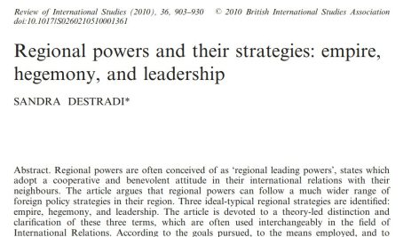 قدرت‌های منطقه‌ای و استراتژی‌های آنها: امپراتوری، هژمونی و رهبری