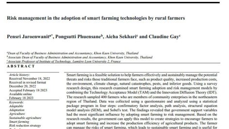 مدیریت ریسک در پذیرش فناوری‌های کشاورزی هوشمند توسط کشاورزان روستایی