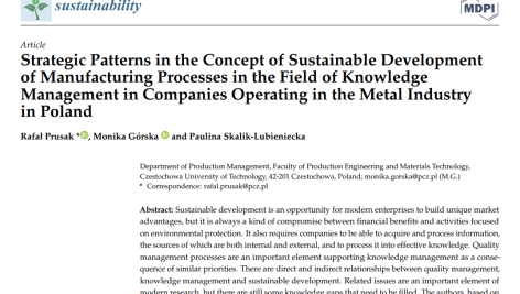الگوهای استراتژیک در مفهوم توسعه پایدار فرآیندهای تولید در زمینه مدیریت دانش در شرکت‌های فعال در صنعت فلز در لهستان