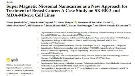 نانوحامل نیوزومی ابرمغناطیس به عنوان یک رویکرد جدید برای درمان سرطان پستان: مطالعه موردی بر روی رده‌های سلولی SK-BR-3 و MDA-MB-231
