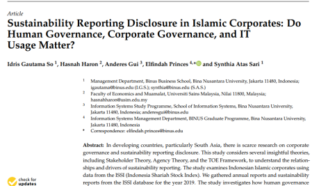 افشای گزارش پایداری در شرکت‌های اسلامی: آیا حاکمیت انسانی، حاکمیت شرکتی و استفاده از فناوری اطلاعات مهم است؟