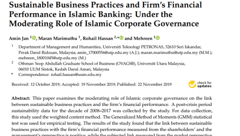 شیوه‌های کسب و کار پایدار و عملکرد مالی شرکت در بانکداری اسلامی: تحت نقش تعدیل کننده حاکمیت شرکتی اسلامی