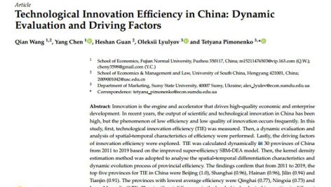 کارایی نوآوری تکنولوژیکی (فناورانه) در چین: ارزیابی پویا و عوامل محرک