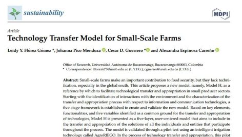 مدل انتقال فناوری برای مزارع در مقیاس کوچک