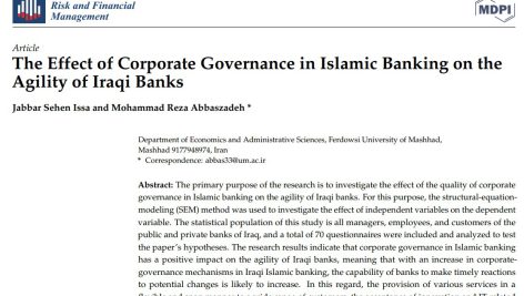 تأثیر حاکمیت شرکتی در بانکداری اسلامی بر چابکی بانک‌های عراق