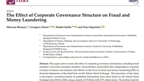 تأثیر ساختار حاکمیت شرکتی بر تقلب و پولشویی