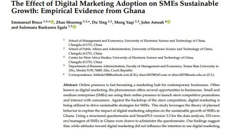 تأثیر پذیرش بازاریابی دیجیتال بر رشد پایدار  بنگاه های کوچک و متوسط (SMEs )