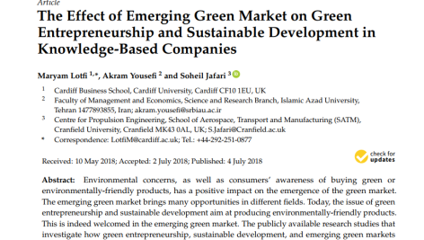 تأثیر بازار سبز نوظهور بر کارآفرینی سبز و توسعه پایدار در شرکت‌های دانش‌بنیان