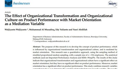 تأثیر تحول سازمانی و فرهنگ سازمانی بر عملکرد محصول با بازارگرایی
