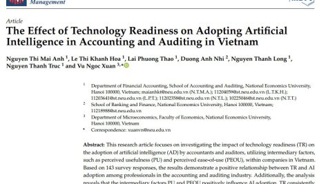 تأثیر آمادگی فناوری بر پذیرش هوش مصنوعی در حسابداری و حسابرسی در ویتنام