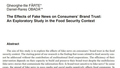 اثرات اخبار جعلی بر اعتماد مصرف کنندگان به برند: یک مطالعه اکتشافی در زمینه امنیت غذایی