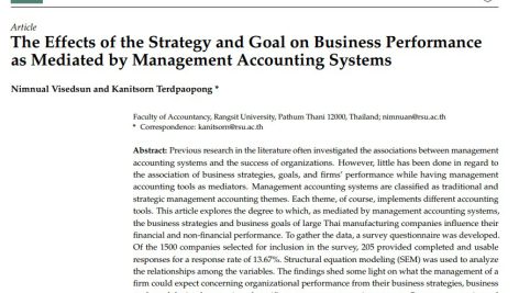 اثرات استراتژی و هدف بر عملکرد کسب و کار بواسطه سیستم‌های حسابداری مدیریت
