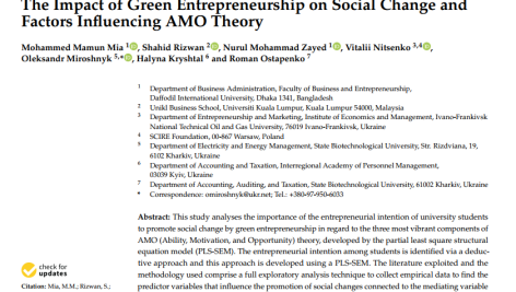 تأثیر کارآفرینی سبز بر تغییرات اجتماعی و عوامل مؤثر بر نظریه AMO