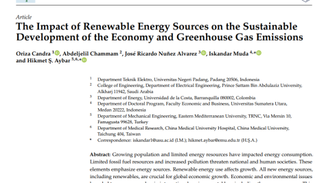 تأثیر منابع انرژی تجدیدپذیر بر توسعه پایدار اقتصاد و انتشار گازهای گلخانه‌ای