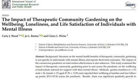 تأثیر باغبانی درمانی بر بهزیستی، تنهایی و رضایت از زندگی افراد مبتلا به بیماری روانی