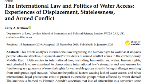 حقوق بین الملل و سیاست دسترسی به آب: تجارب آوارگی، بی تابعیتی و درگیری‌های مسلحانه