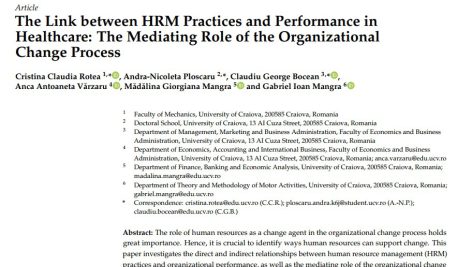 ارتباط بین شیوه‌های HRM و عملکرد در مراقبت‌های بهداشتی: نقش واسطه‌ای روند تغییر سازمانی