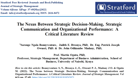 ارتباط بین تصمیم‌گیری استراتژیک، ارتباطات استراتژیک و عملکرد سازمانی: مرور منابع نقادانه