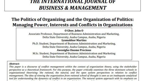سیاست ها و خط مشی های سازمان دهی: مدیریت قدرت،  منافع و تضاد ها در سازمان ها
