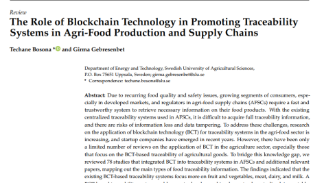 نقش فناوری بلاک چین در ارتقای سیستم‌های ردیابی در تولید و زنجیره تأمین کشاورزی-غذایی