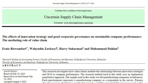 استراتژی نوآوری و حاکمیت شرکتی خوب بر عملکرد پایدار شرکت: نقش میانجی زنجیره ارزش