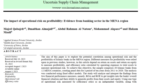 تأثیر ریسک عملیاتی بر سودآوری: شواهدی از بخش بانکداری در منطقه MENA