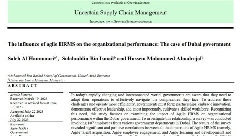 تأثیر سیستم مدیریت منابع انسانی چابک بر عملکرد سازمانی: مطالعه موردی دولت دبی