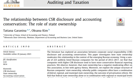 رابطه بین افشای CSR(مسئولیت اجتماعی شرکت) و محافظه کاری حسابداری: نقش مالکیت دولتی
