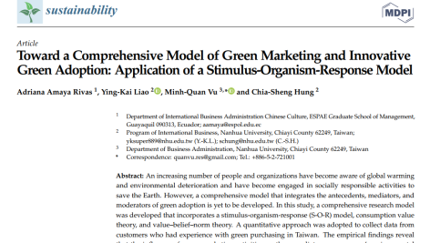 به سوی یک مدل جامع بازاریابی سبز و پذیرش سبز نوآورانه: کاربرد مدل محرک – ارگانیسم – پاسخ