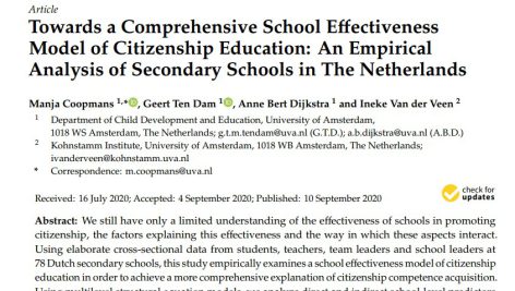 به سوی یک مدل جامع اثربخشی مدرسه در آموزش شهروندی: تحلیل تجربی مدارس متوسطه در هلند