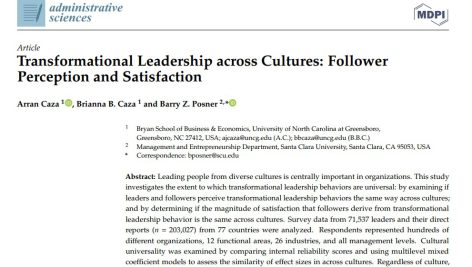 رهبری تحول آفرین در میان فرهنگ‌ها: ادراک و رضایت پیروان