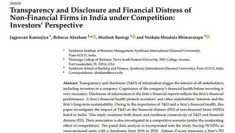شفافیت و افشا و بحران مالی شرکت های غیر مالی رقابتی در هند: دیدگاه سرمایه گذاران