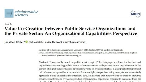 ارزش آفرینی مشترک بین سازمان های خدمات عمومی و بخش خصوصی: چشم انداز قابلیت های سازمانی