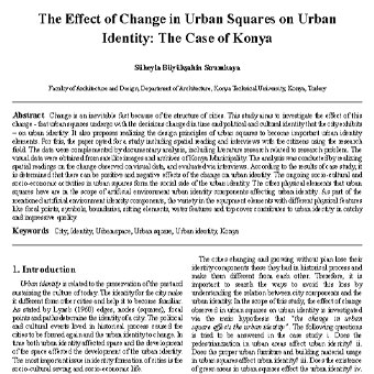 تأثیر تغییر در میدان های شهری بر هویت شهری: مطالعه موردی قونیه