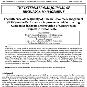 تأثیر کیفیت مدیریت منابع انسانی