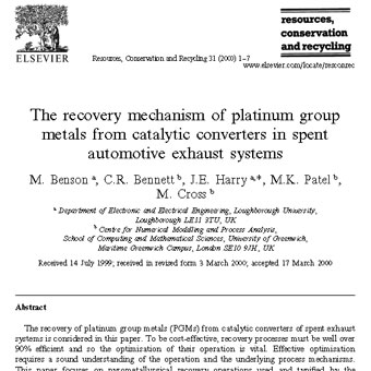 مکانیسم بازیابی فلزات گروه پلاتینوم