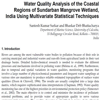 آنالیز کیفیت آب مناطق ساحلی